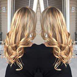 blond woman with ombre haircut